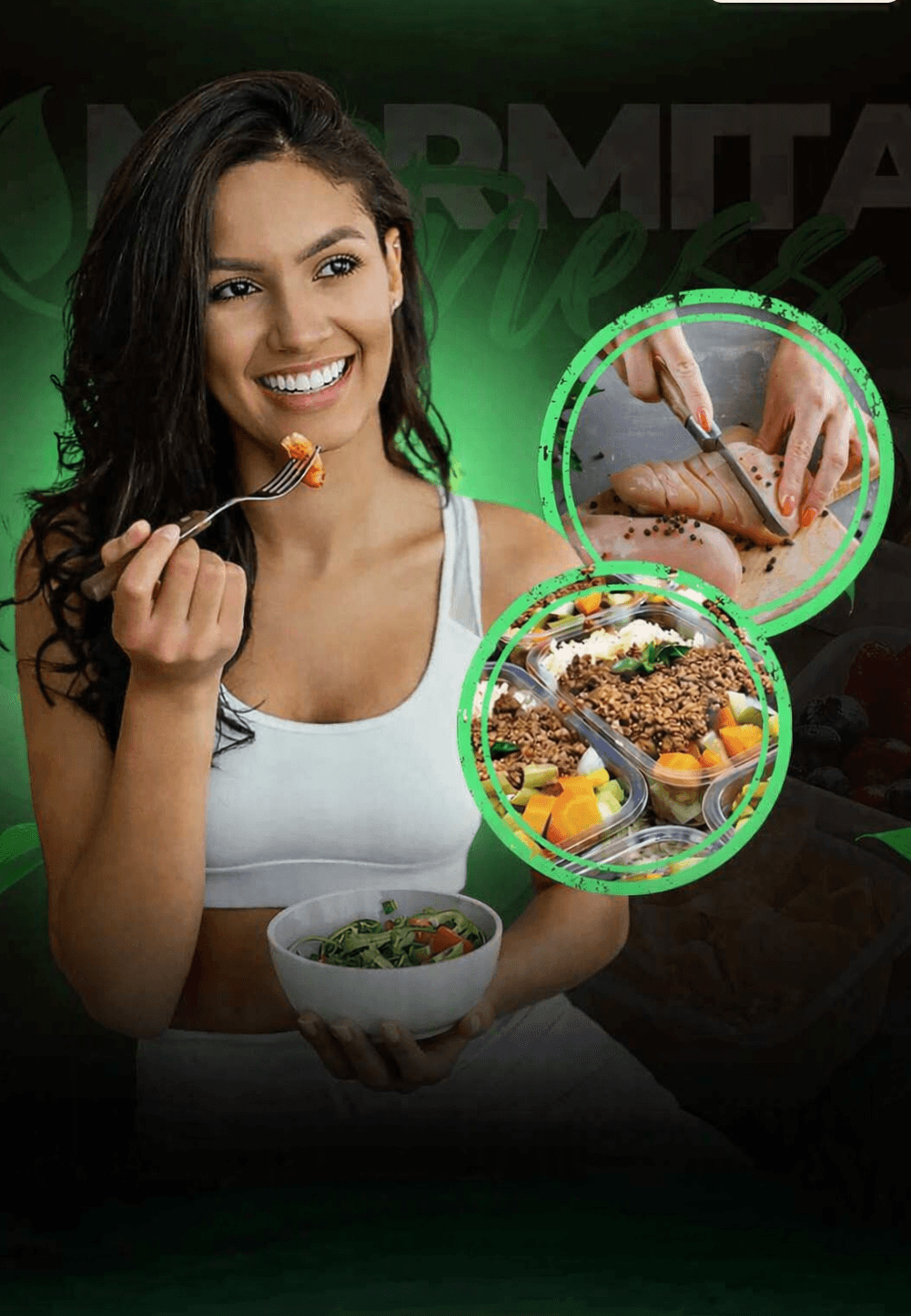 Mulher com marmita fitness
